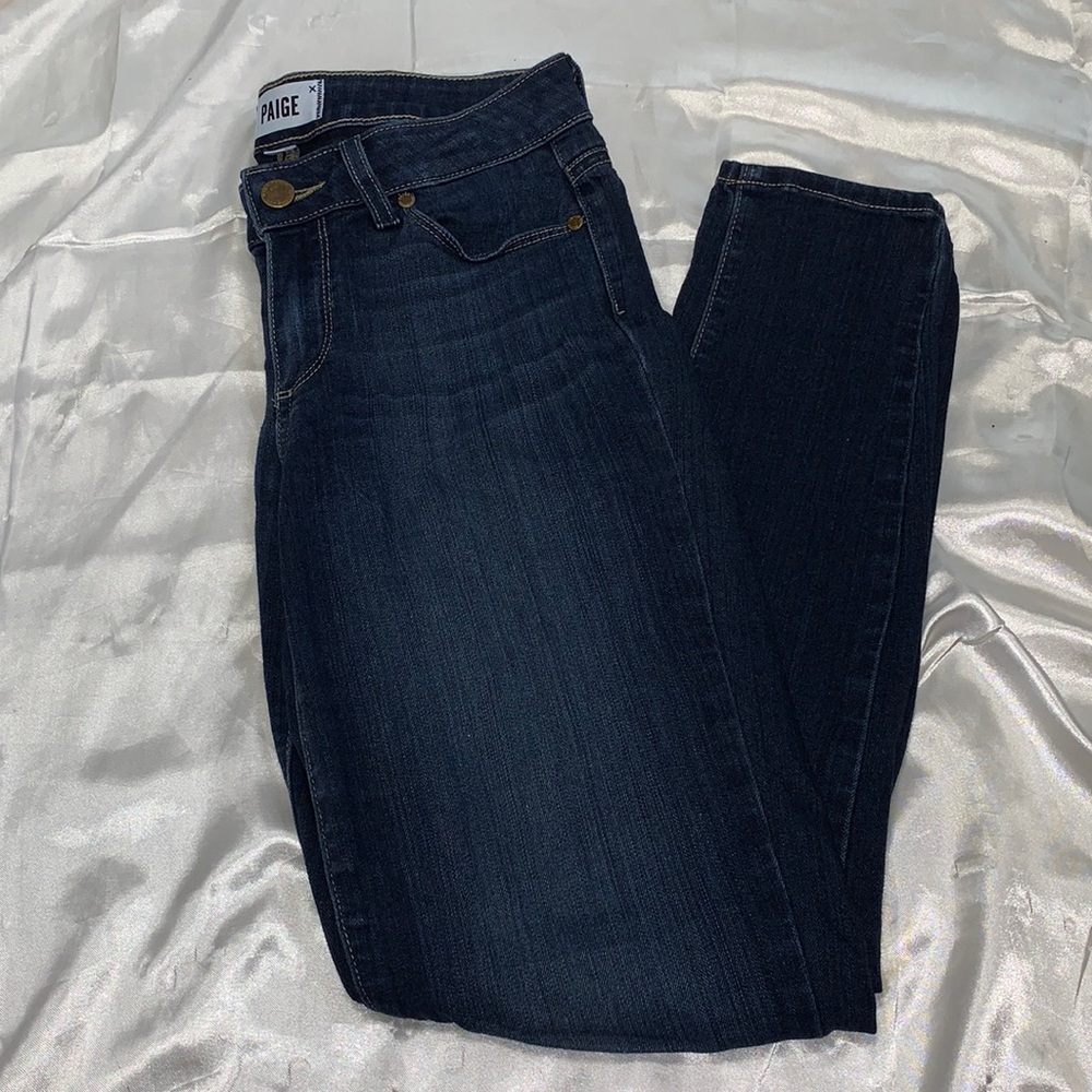 Paige Dark Denim High Rise Skinny Jeans